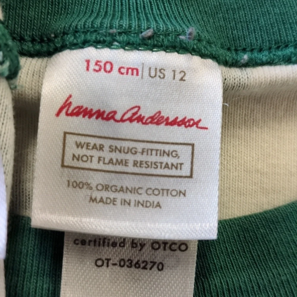 Hanna Andersson Christmas Tree Green Holiday Boys Pajama Set Size 12/120 CM